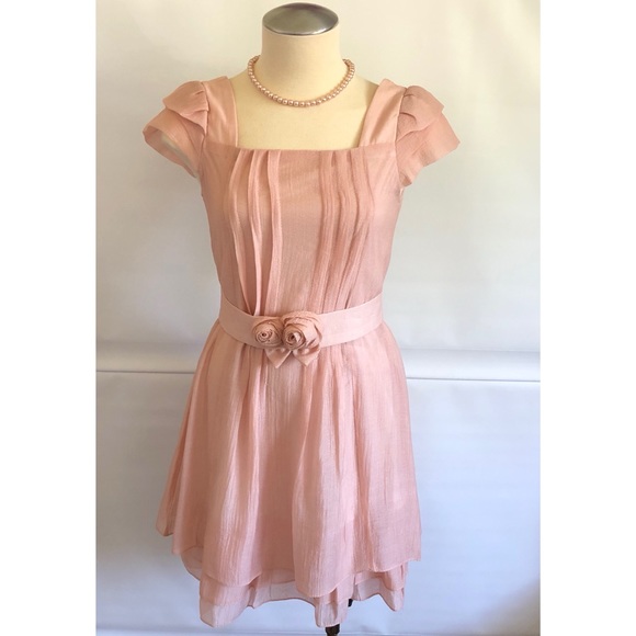 Peach colour light weight chiffon Dress Size: XS - Picture 2 of 11